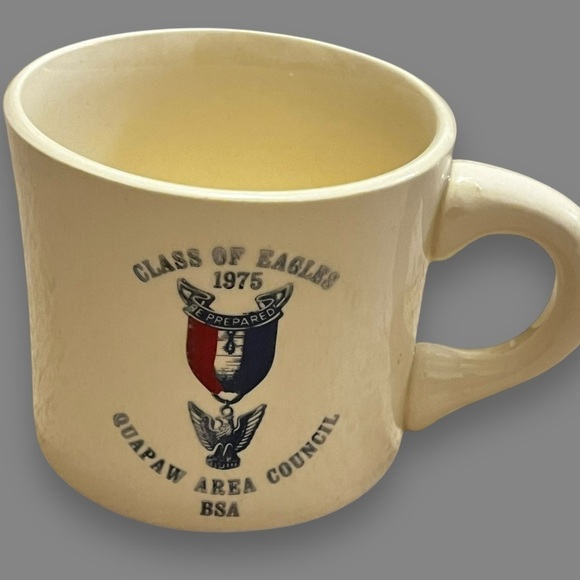 Vintage 1975 Boy Scout Coffee Mug Eagle Scout Quapaw Area Council BSA Ceramic - Picture 2 of 5